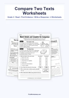 Writing Worksheets Worksheet - Compare Two Texts Writing Response Worksheets for Grade 2 – Free Printable PDF | Free Printable