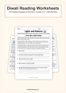 Holiday Worksheets Worksheet - Diwali Reading Comprehension Worksheets – Free Printable PDF | Free Printable
