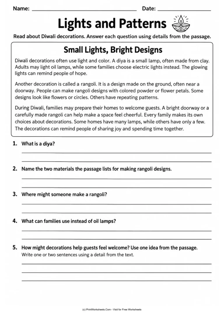 Lights and Patterns Lights and Patterns printable worksheet