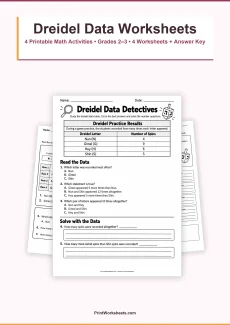 Data and Graphing Worksheet - Dreidel Game Data Worksheets for 2nd & 3rd Grade – Free Printable PDF | Free Printable