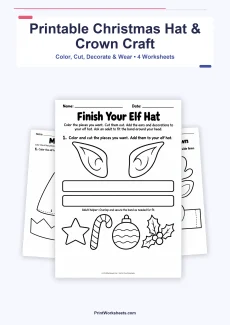 Christmas Worksheets Worksheet - Elf Hat and Reindeer Crown Craft – Free Printable Christmas PDF | Free Printable