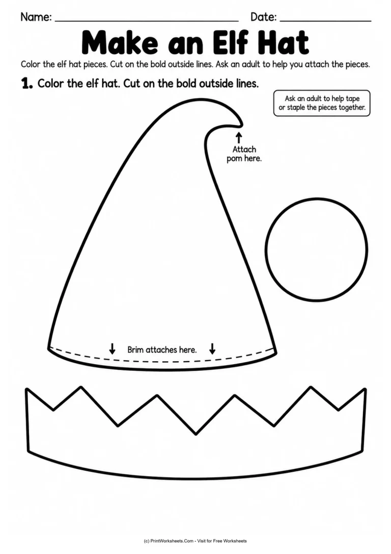 Make an Elf Hat Make an Elf Hat printable worksheet