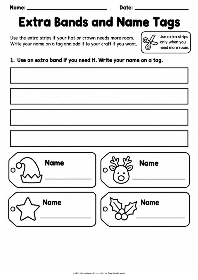 Extra Bands and Name Tags Extra Bands and Name Tags printable worksheet