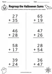 Regroup the Halloween Sums printable worksheet