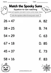 Match the Spooky Sums printable worksheet