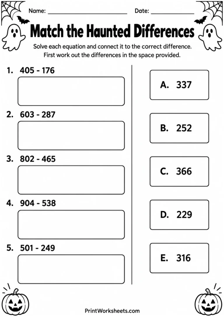 Match the Haunted Differences Match the Haunted Differences printable worksheet