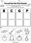 Cut and Sort the First Sounds printable worksheet