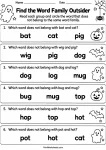 Find the Word Family Outsider printable worksheet