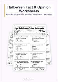 Halloween Worksheets Worksheet - Halloween Fact and Opinion Worksheets for 3rd Grade | Free Printable
