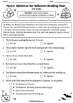 Fact or Opinion at the Halloween Reading Hour printable worksheet
