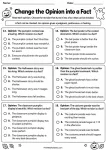 Change the Opinion into a Fact printable worksheet