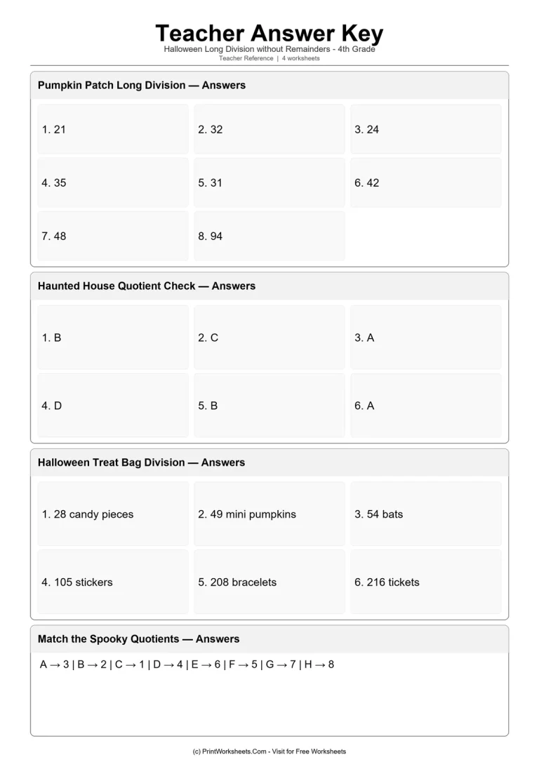 Teacher Answer Key answer key