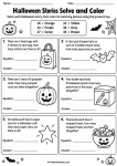 Halloween Stories Solve and Color printable worksheet