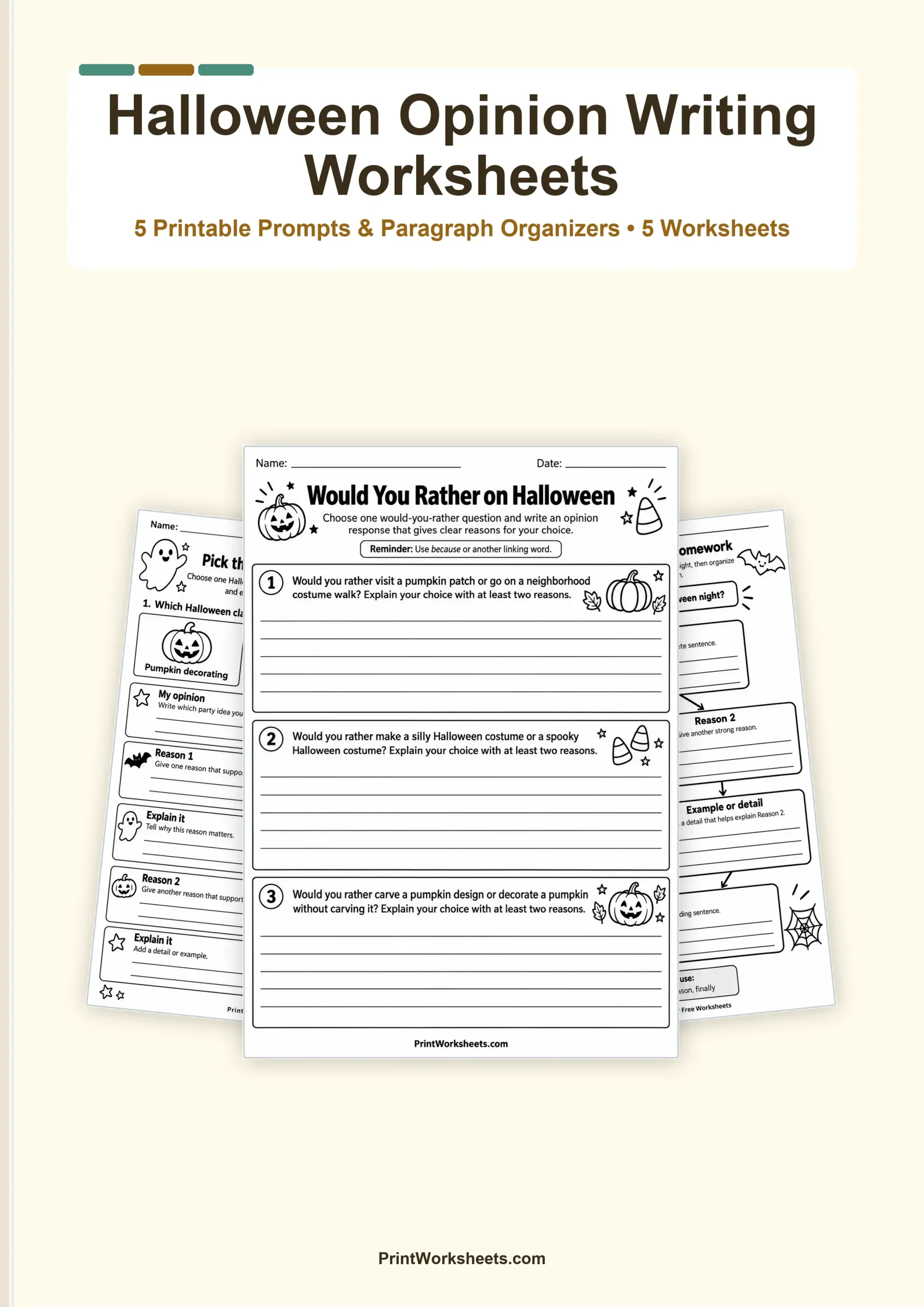 Halloween Worksheets Worksheet - Halloween Opinion Writing Prompts and Worksheets | Free Printable