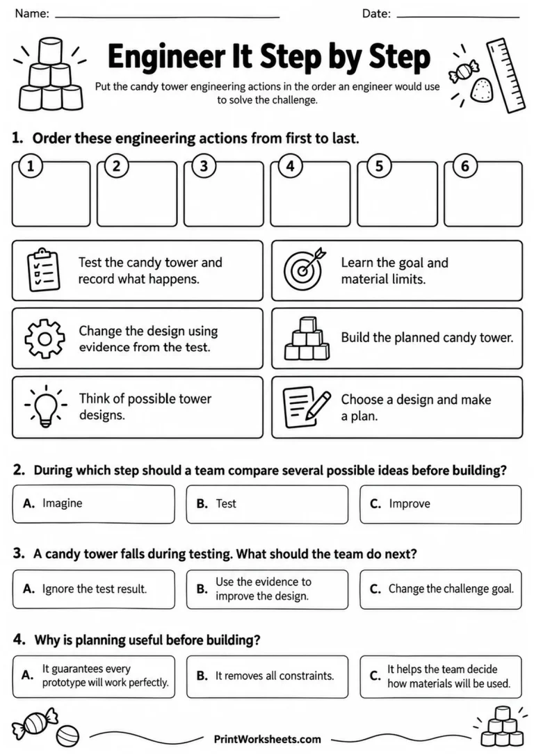 Engineer It Step by Step printable worksheet