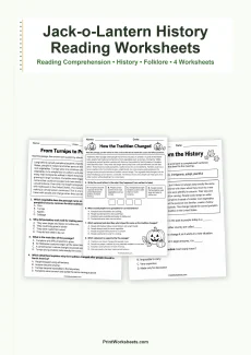 Halloween Worksheets Worksheet - History of Jack-o’-Lantern Reading Comprehension Worksheets | Free Printable