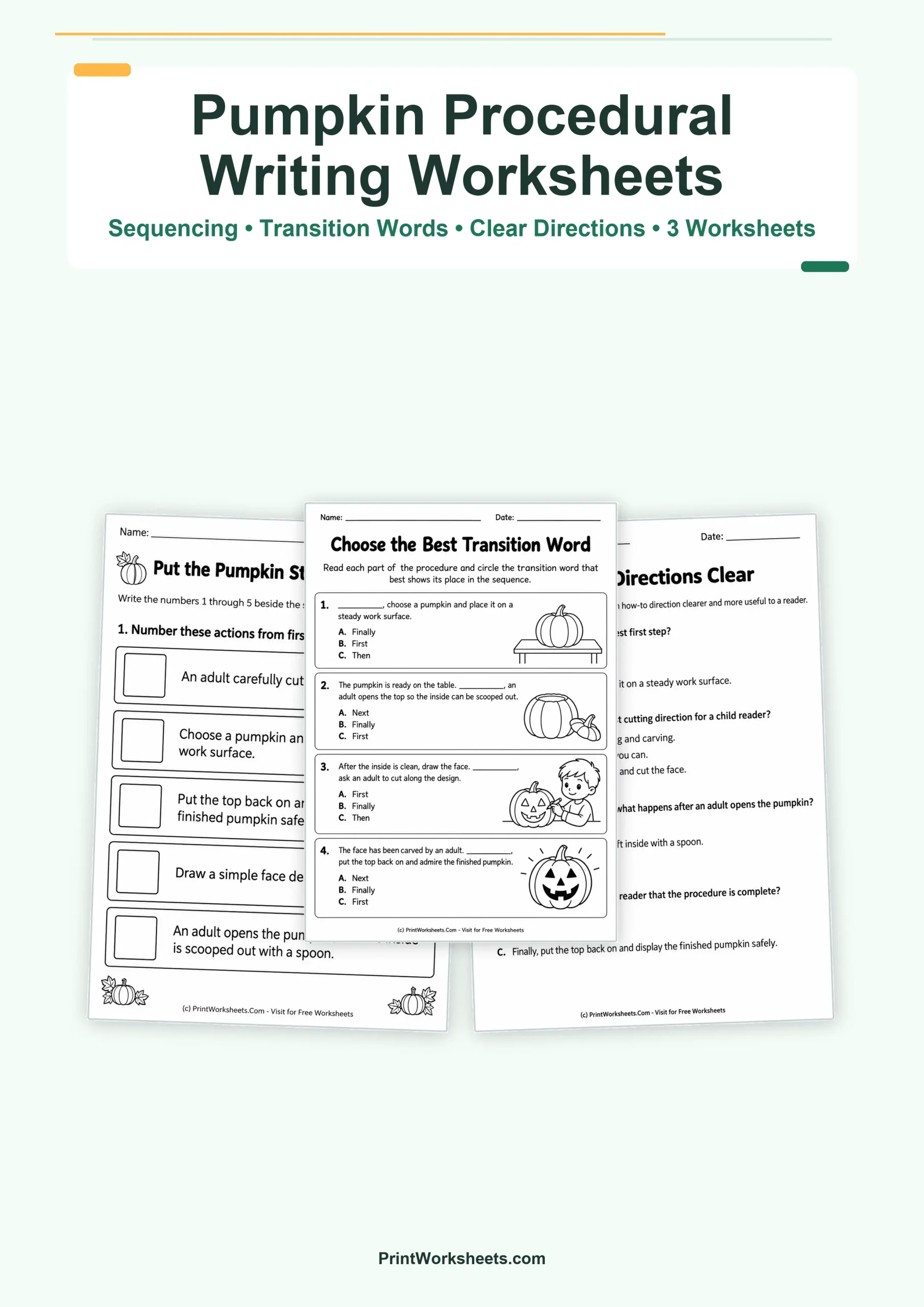 Halloween Worksheets Worksheet - How to Carve a Pumpkin Procedural Writing Worksheets | Free Printable