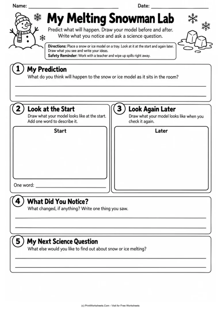 My Melting Snowman Lab My Melting Snowman Lab printable worksheet
