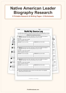 Holiday Worksheets Worksheet - Native American Leaders Biography Research Organizer – Free Printable PDF | Free Printable