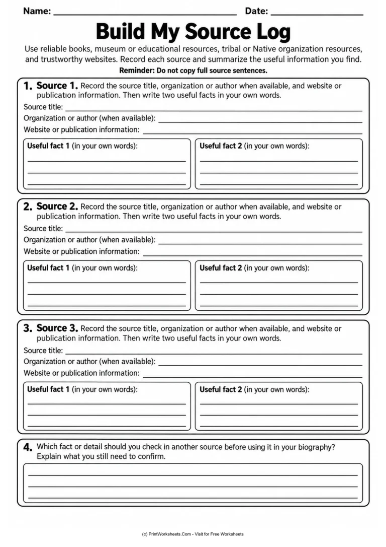 Build My Source Log Build My Source Log printable worksheet