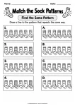 Match the Sock Patterns printable worksheet