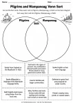 Pilgrims and Wampanoag Venn Sort printable worksheet