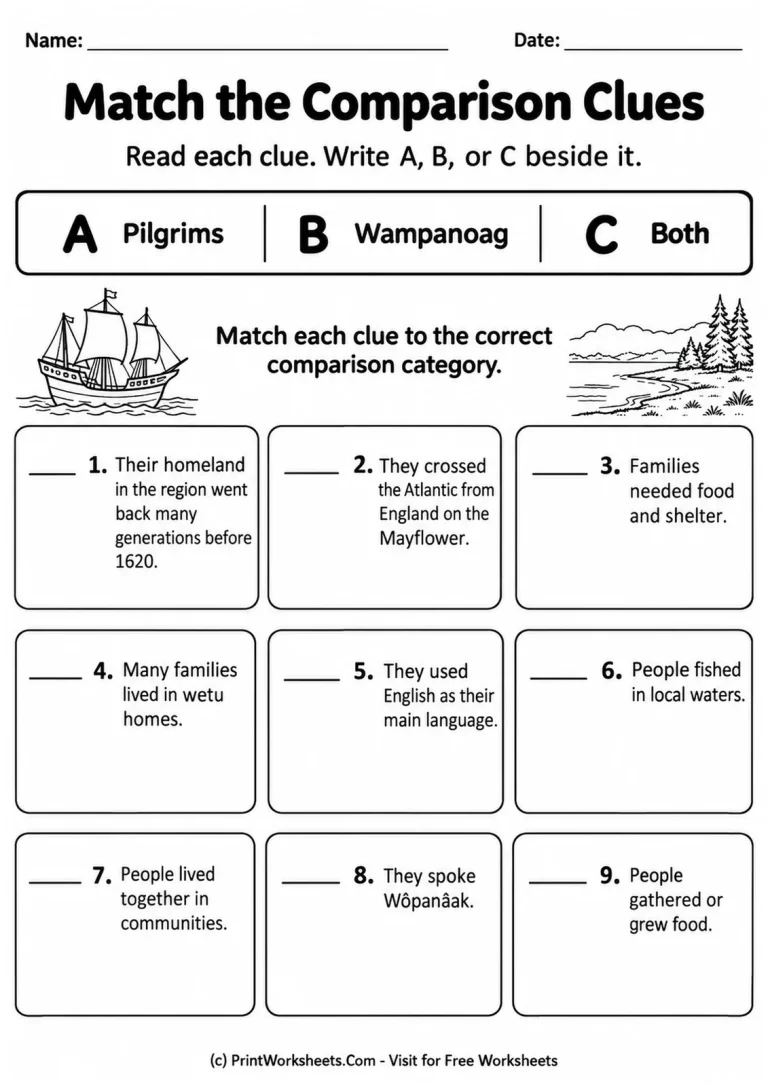 Match the Comparison Clues Match the Comparison Clues printable worksheet