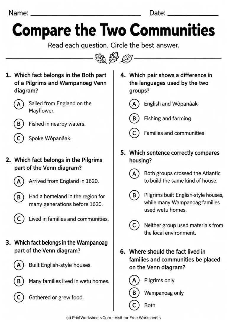 Compare the Two Communities Compare the Two Communities printable worksheet