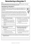 Remembering on November 11 printable worksheet