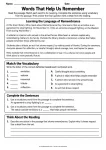 Words That Help Us Remember printable worksheet