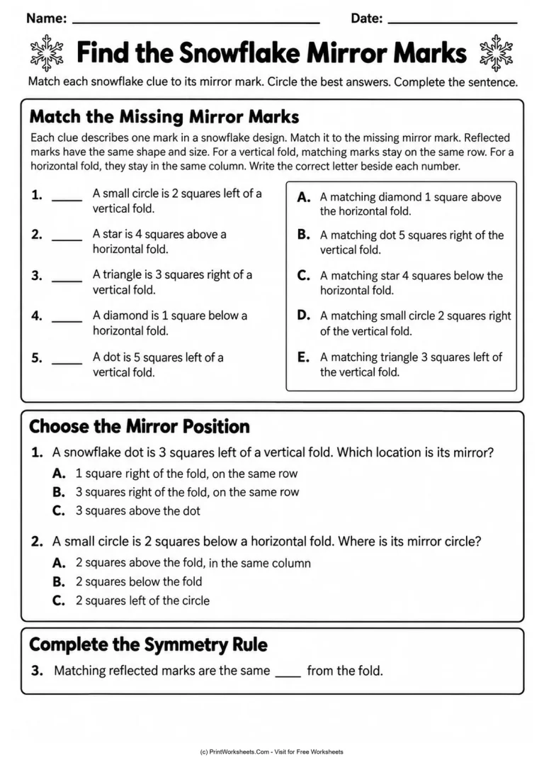 Find the Snowflake Mirror Marks Find the Snowflake Mirror Marks printable worksheet