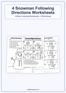 Winter Worksheets Worksheet - Snowman Following Directions Worksheets – Free Printable PDF | Free Printable