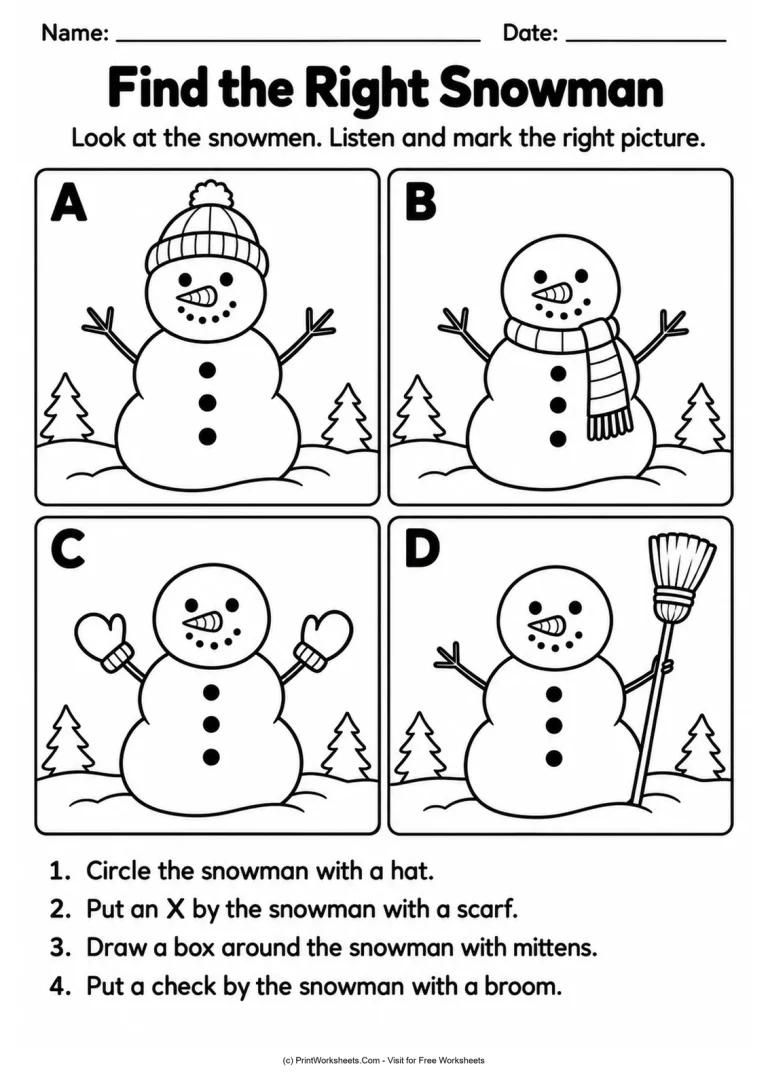 Find the Right Snowman Find the Right Snowman printable worksheet