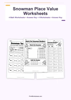 Place Value Worksheets Worksheet - Snowman Place Value Worksheets – Free Printable PDF | Free Printable