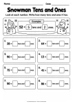 Snowman Tens and Ones printable worksheet