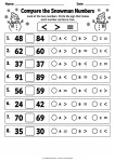 Compare the Snowman Numbers printable worksheet