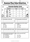 Snowman Place Value Detectives printable worksheet
