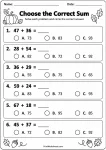 Choose the Correct Sum printable worksheet