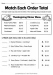 Match Each Order Total printable worksheet