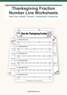 Fractions Worksheet - Thanksgiving Fraction Number Line Worksheets for 3rd Grade – Free PDF | Free Printable