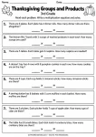 Thanksgiving Groups and Products printable worksheet