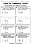 Choose the Thanksgiving Equation printable worksheet