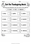Sort the Thanksgiving Words printable worksheet