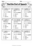 Find the Part of Speech printable worksheet