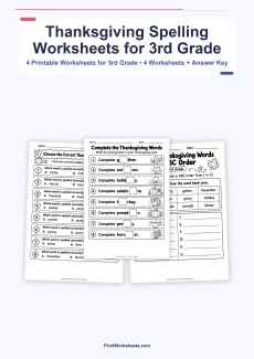 Thanksgiving Worksheets Worksheet - Thanksgiving Spelling Words for 3rd Grade – Free Worksheets | Free Printable
