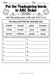 Put the Thanksgiving Words in ABC Order printable worksheet