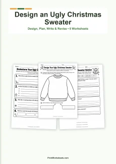 Christmas Worksheets Worksheet - Ugly Christmas Sweater Design and Opinion Writing Worksheets | Free Printable