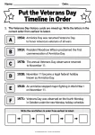 Put the Veterans Day Timeline in Order - Grades 3-5 Veterans Day timeline worksheet