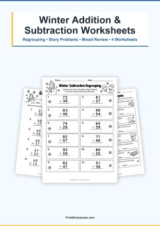 Winter Worksheets Worksheet - Winter 2-Digit Addition and Subtraction Worksheets – Free PDF | Free Printable