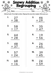 Snowy Addition Regrouping printable worksheet